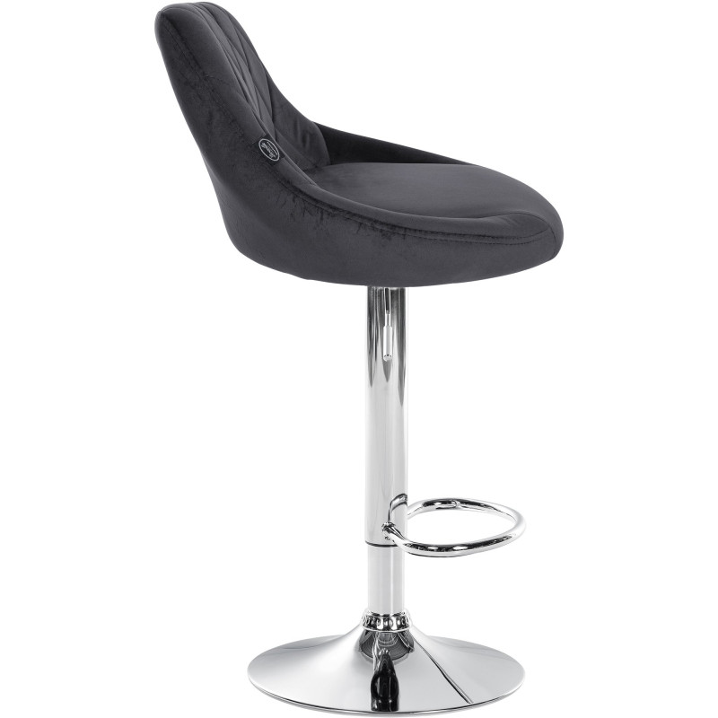 Tabouret de bar Lazio velours chrome gris foncé
