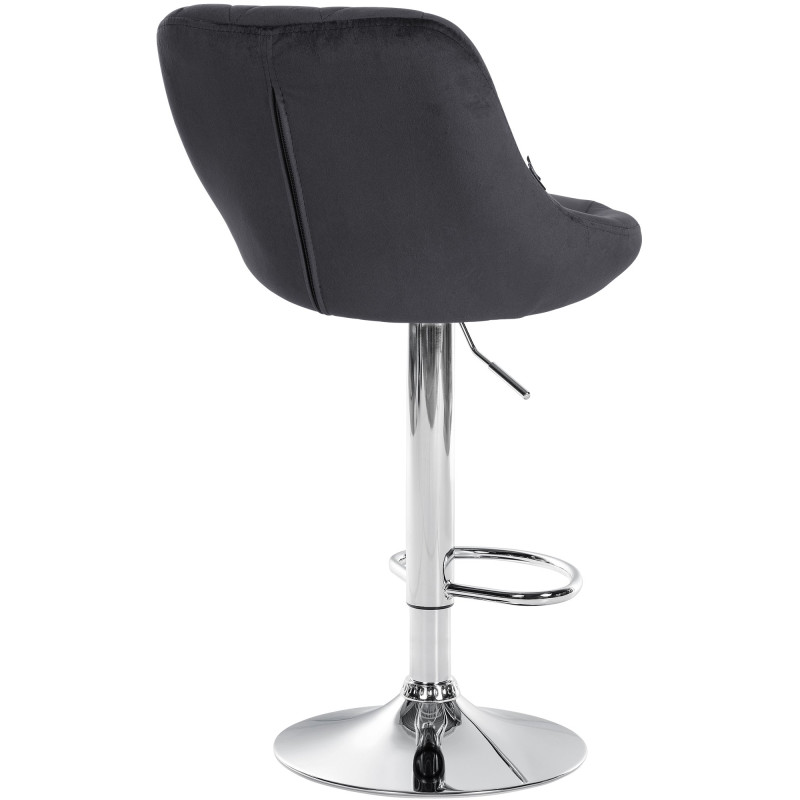 Tabouret de bar Lazio velours chrome gris foncé