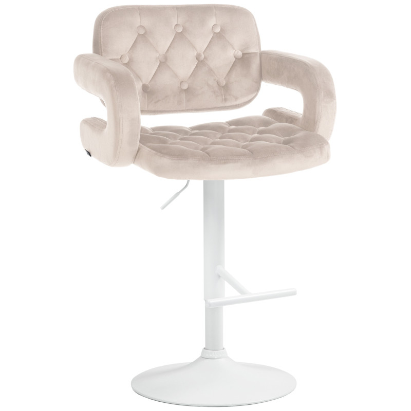 Tabouret de bar Dublin velours blanc crème