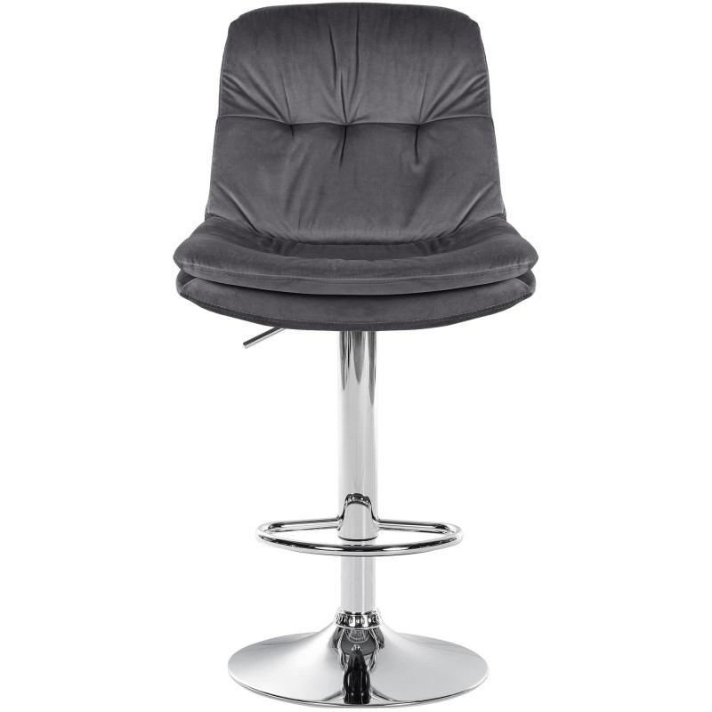 Tabouret de bar chromé en velours Laurel gris foncé