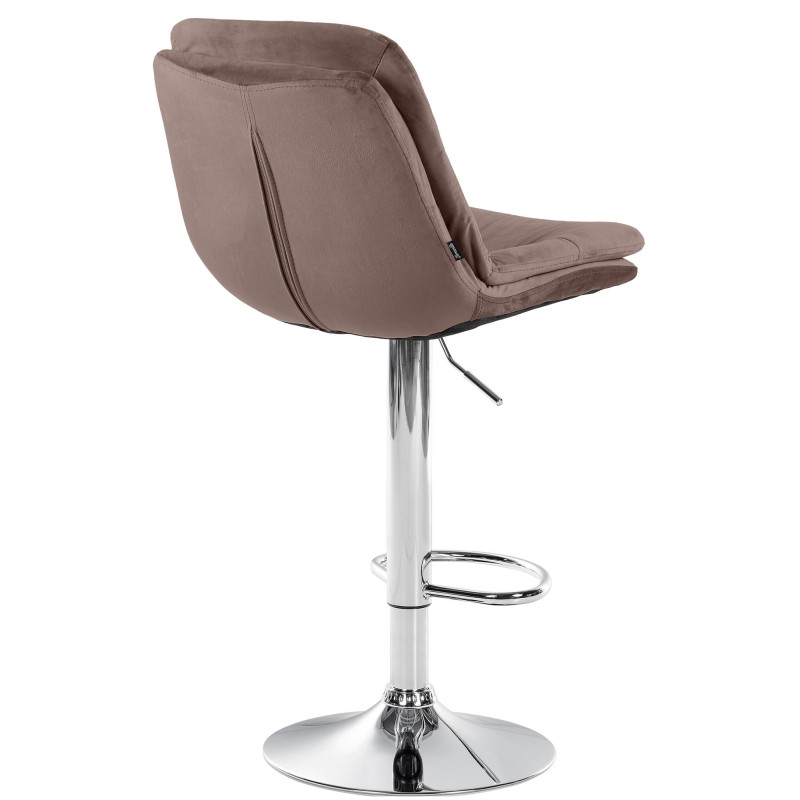 Tabouret de bar chromé en velours Laurel brun