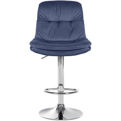 Tabouret de bar chromé en velours Laurel bleu