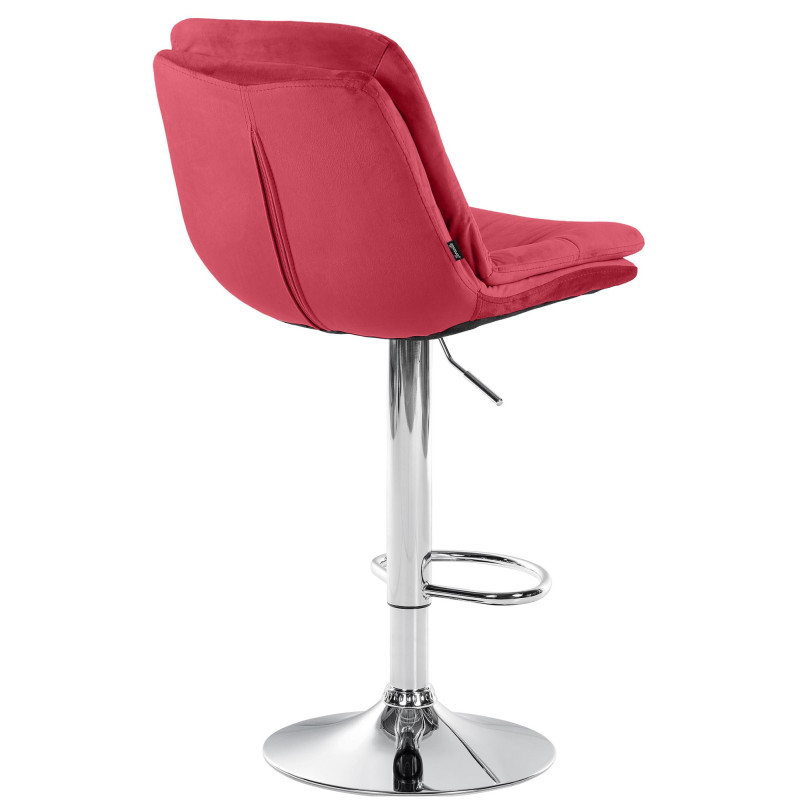 Tabouret de bar chromé en velours Laurel rouge