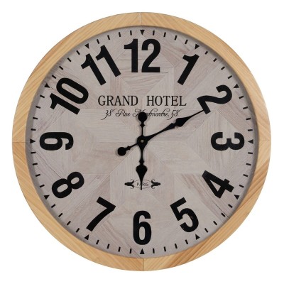 Horloge Murale Blanc Naturel Bois Verre 76 x 76 x 6 cm