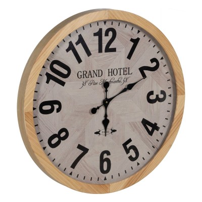 Horloge Murale Blanc Naturel Bois Verre 76 x 76 x 6 cm