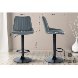 Tabouret de bar Toni simili cuir gris