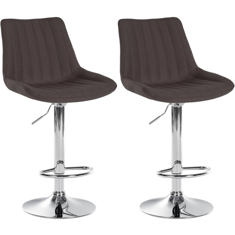 Lot de 2 tabourets de bar Toni tissu chromé taupe