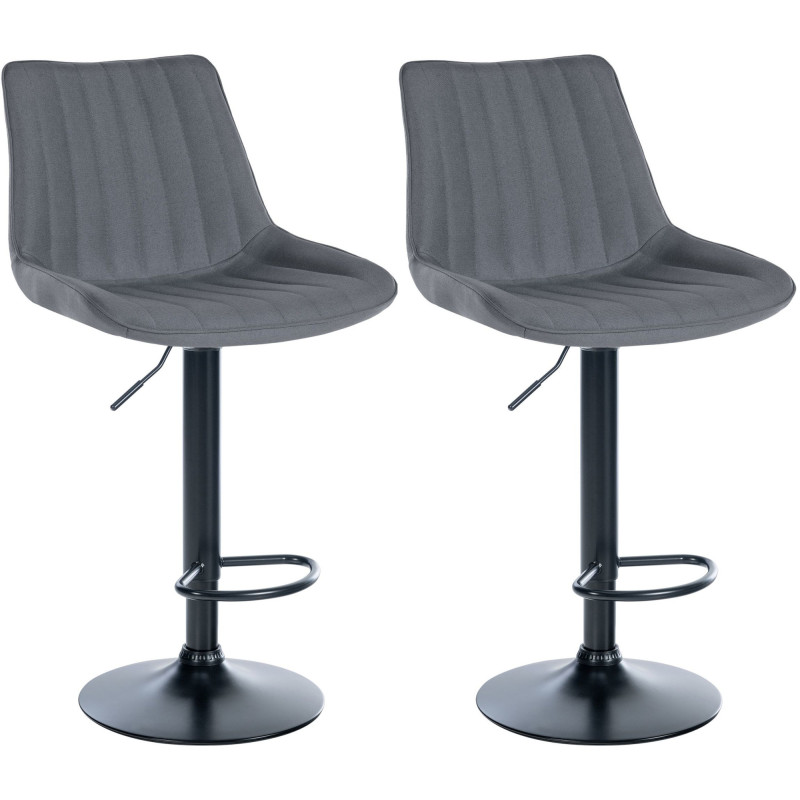 Lot de 2 tabourets de bar Toni en tissu gris