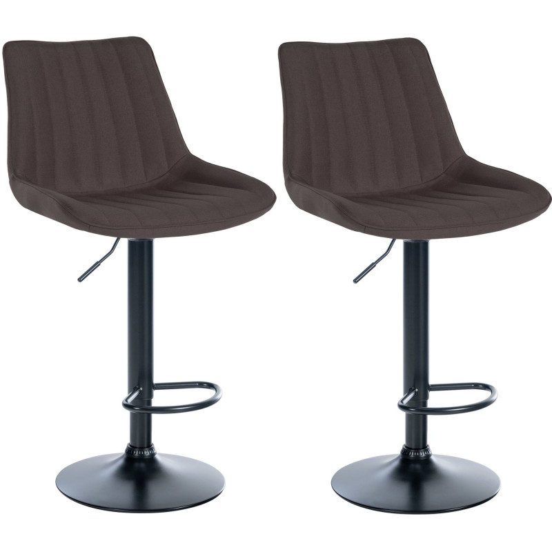 Lot de 2 tabourets de bar Toni en tissu taupe