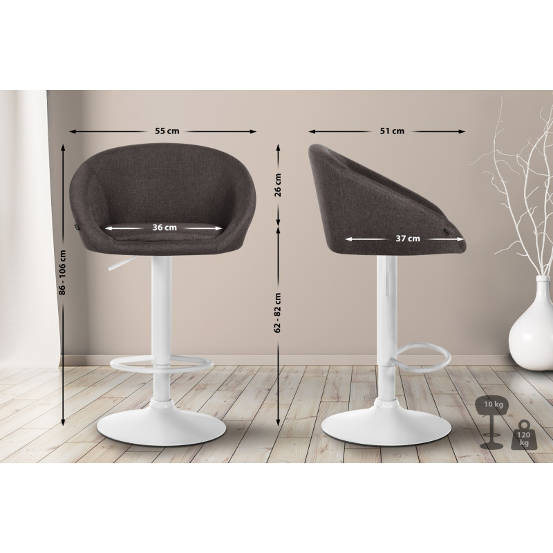 Tabouret de bar Davie en tissu gris foncé