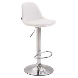 Tabouret de bar Kiel, entièrement recouvert de similicuir blanc