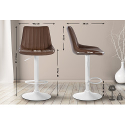 Tabouret de bar Toni en cuir artificiel brun