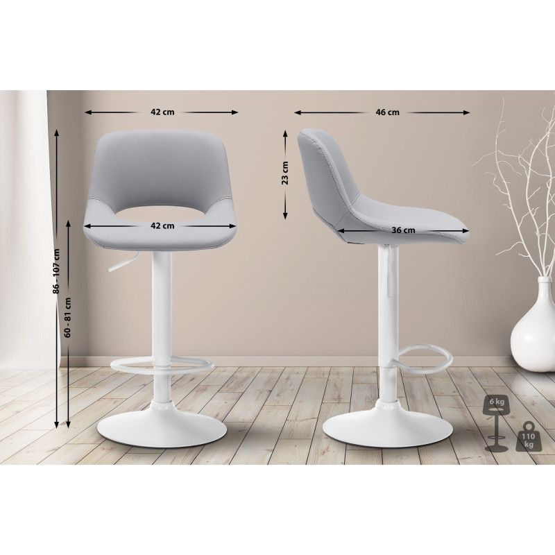 Tabouret de bar Camden, similicuir gris