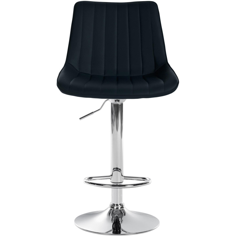 Tabouret de bar Toni en cuir artificiel chromé noir