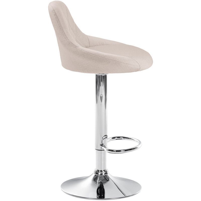 Tabouret de bar Lazio, tissu, chrome crème