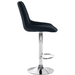 Tabouret de bar Toni en cuir artificiel chromé noir