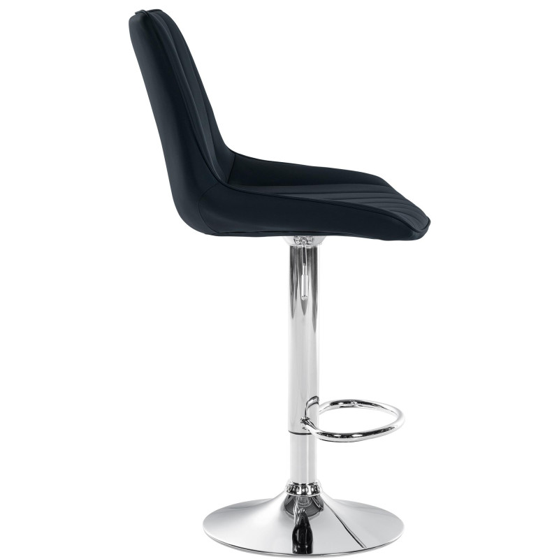 Tabouret de bar Toni en cuir artificiel chromé noir