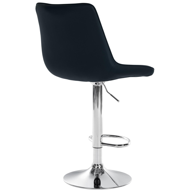 Tabouret de bar Toni en cuir artificiel chromé noir