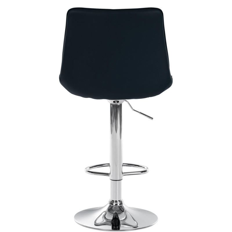 Tabouret de bar Toni en cuir artificiel chromé noir