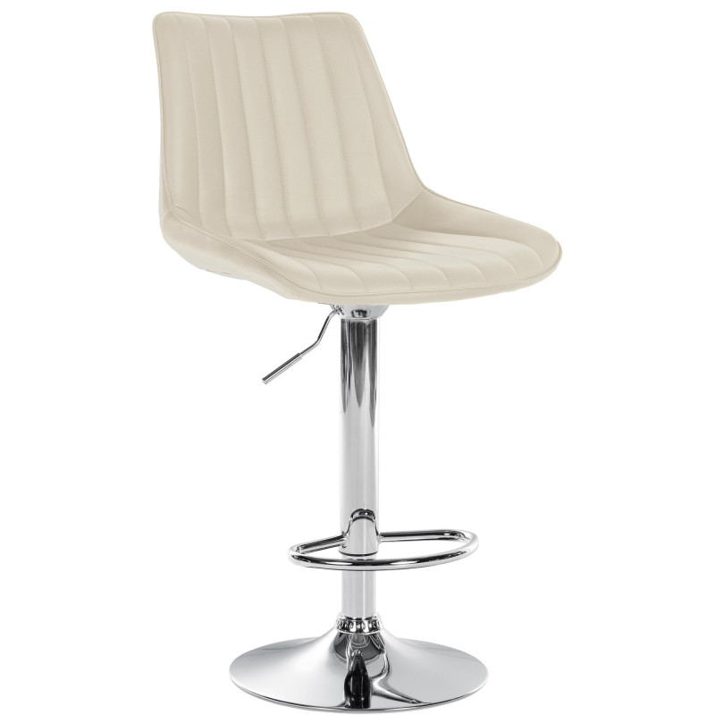 Tabouret de bar Toni en cuir artificiel chromé crème