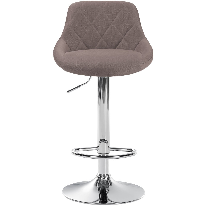 Tabouret de bar Lazio, tissu, chrome taupe
