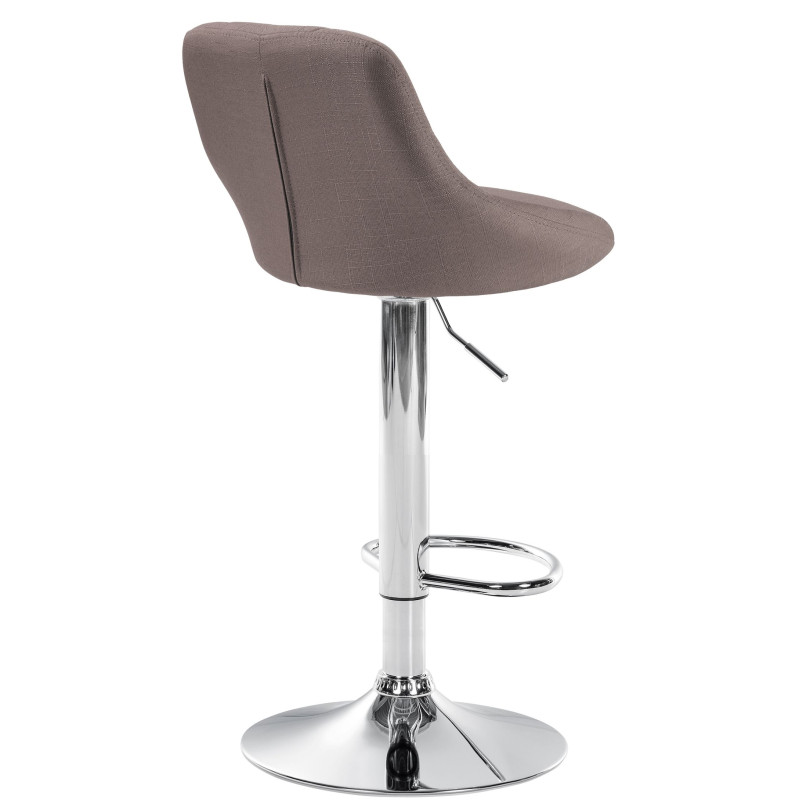 Tabouret de bar Lazio, tissu, chrome taupe