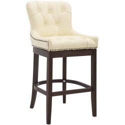 Tabouret de bar Lakewood en cuir véritable, style antique crème