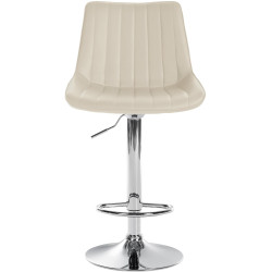 Tabouret de bar Toni en cuir artificiel chromé crème