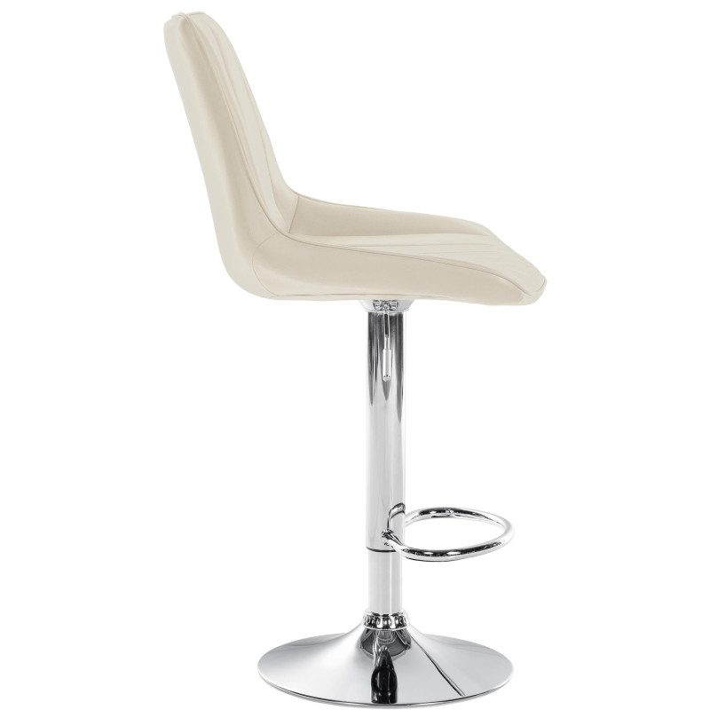Tabouret de bar Toni en cuir artificiel chromé crème