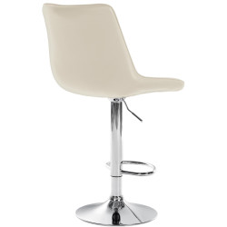 Tabouret de bar Toni en cuir artificiel chromé crème