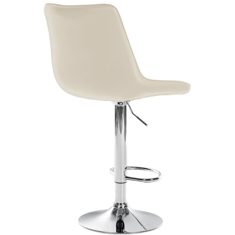 Tabouret de bar Toni en cuir artificiel chromé crème