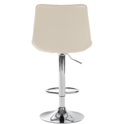 Tabouret de bar Toni en cuir artificiel chromé crème