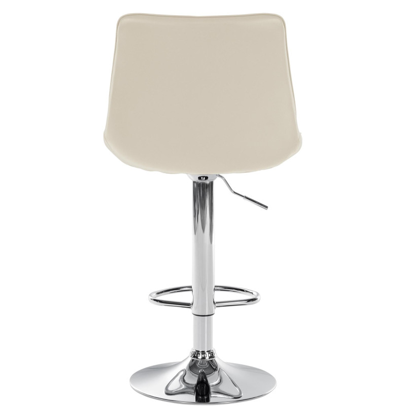 Tabouret de bar Toni en cuir artificiel chromé crème