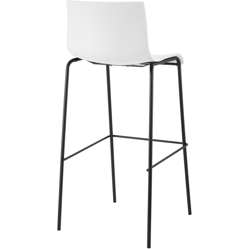 Tabouret de bar Hoover, piètement à 4 pieds, noir blanc