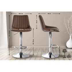 Tabouret de bar Toni en cuir artificiel chromé brun