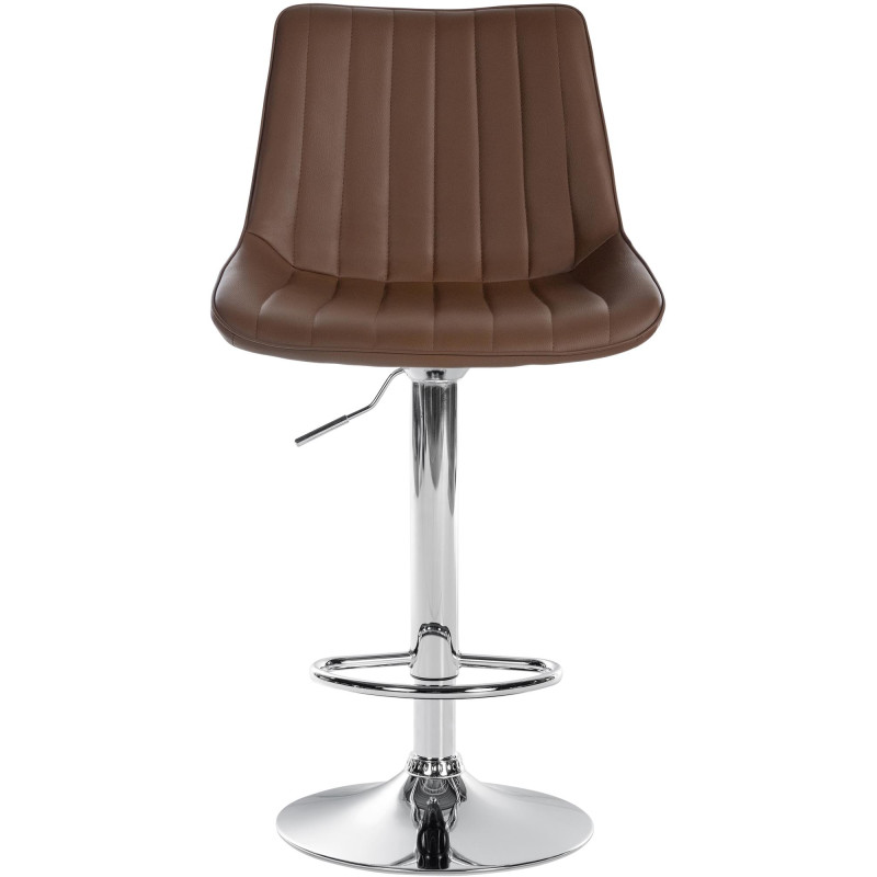 Tabouret de bar Toni en cuir artificiel chromé brun