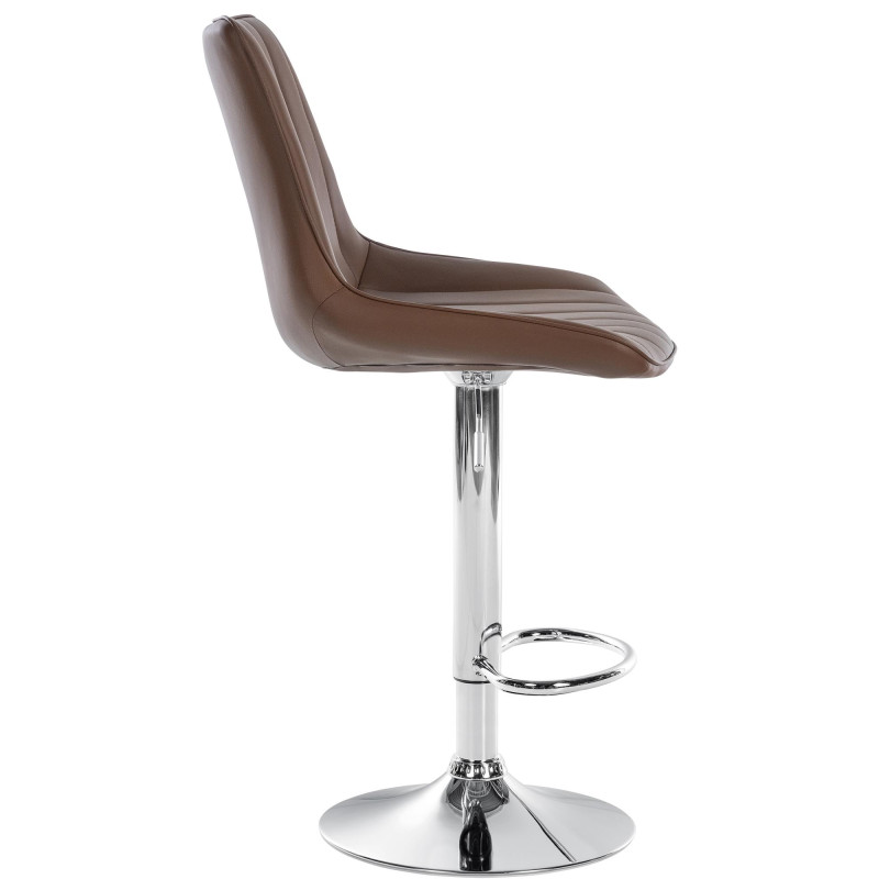 Tabouret de bar Toni en cuir artificiel chromé brun