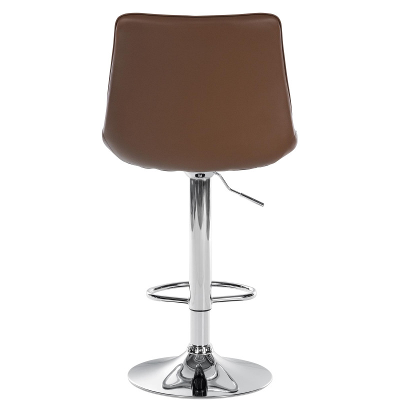 Tabouret de bar Toni en cuir artificiel chromé brun