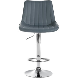 Tabouret de bar Toni en cuir artificiel chromé gris