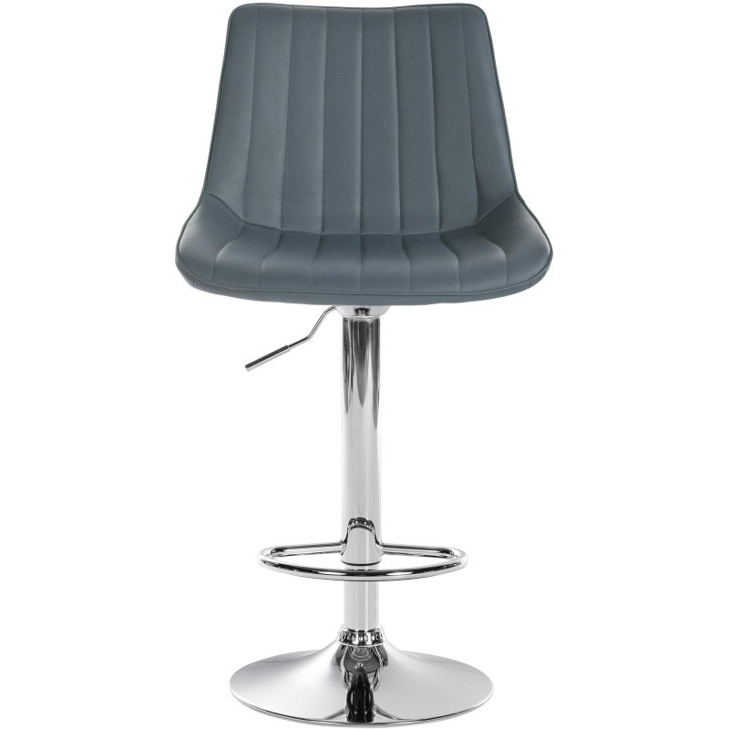 Tabouret de bar Toni en cuir artificiel chromé gris