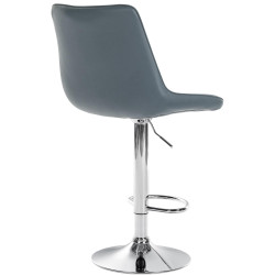 Tabouret de bar Toni en cuir artificiel chromé gris