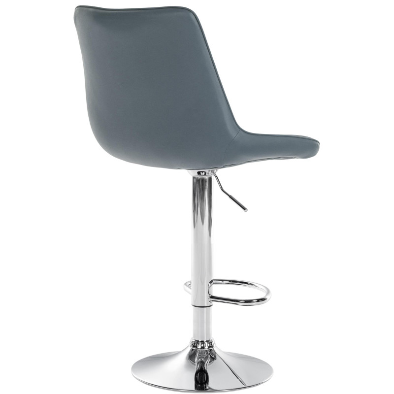 Tabouret de bar Toni en cuir artificiel chromé gris
