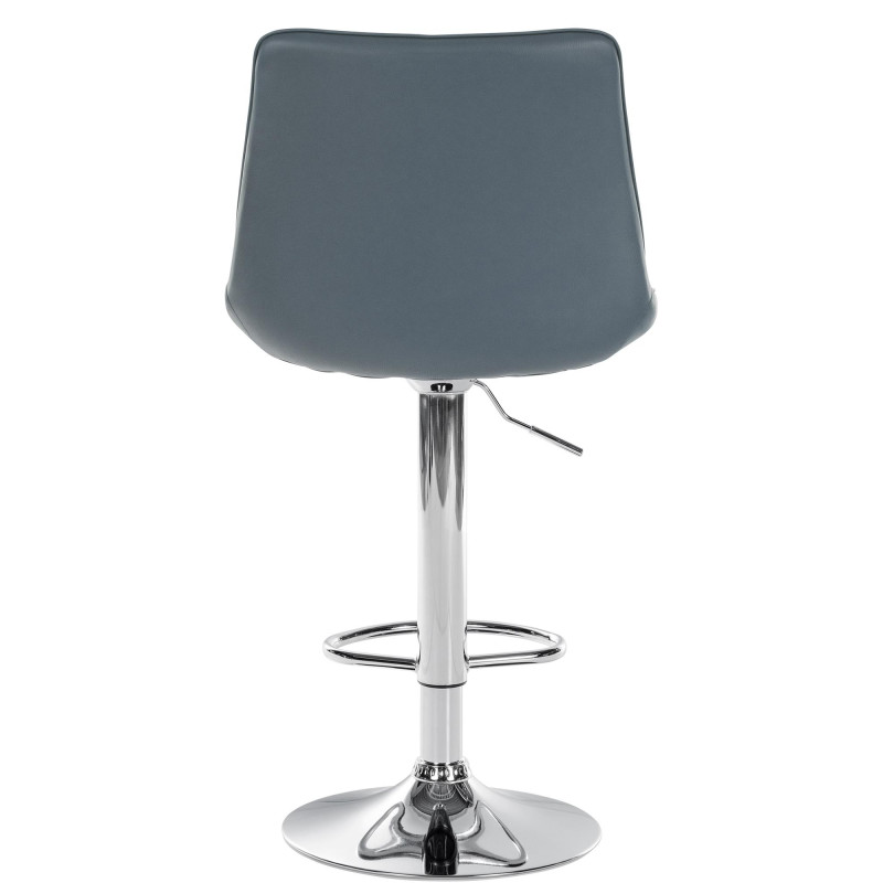Tabouret de bar Toni en cuir artificiel chromé gris