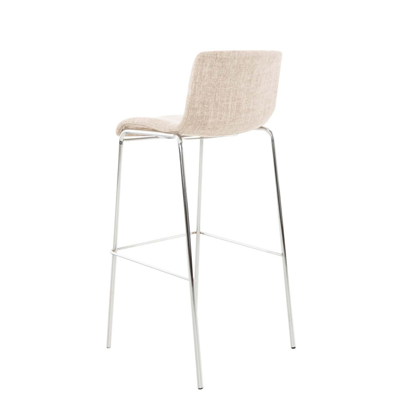 Tabouret de bar Hoover, tissu, piètement à 4 pieds, chromé crème
