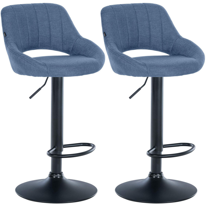 Lot de 2 tabourets de bar Milet tissu B bleu