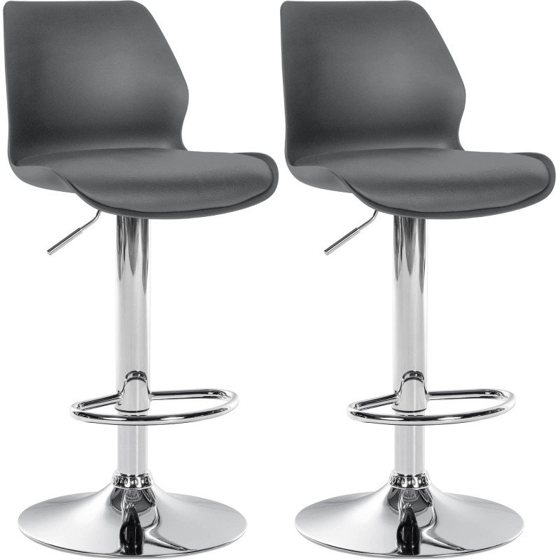 Lot de 2 tabourets de bar en plastique Gilbert gris