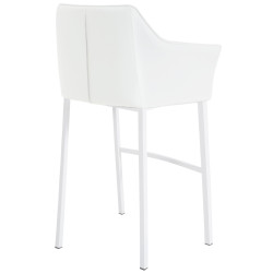 Tabouret de bar Damaso à 4 pieds, blanc blanc