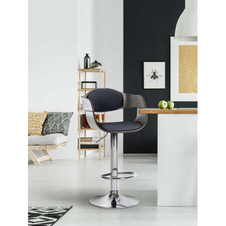 Tabouret de bar Kingston C noir/gris