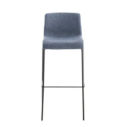 Lot de 2 tabourets de bar Hoover, en tissu, piètement à 4 pieds, noirs bleu