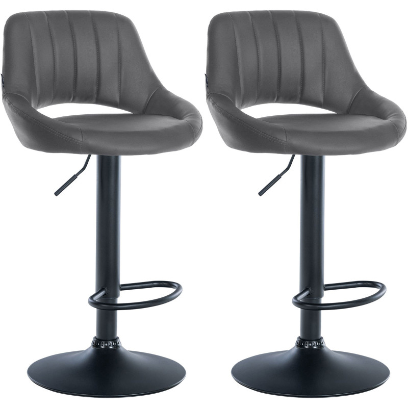 Lot de 2 tabourets de bar Milet en cuir artificiel B gris